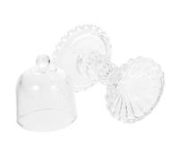 PRETYZOOM Mini Glass Cake Plate with Dome Lid High Footed Dessert Display Stand for Small Cakes Chocolates Candy Multi Functional Storage Tray for Home and Party Use