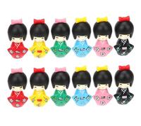 PRETYZOOM Mini Japanese Geisha Kimono Doll 12pcs Miniature Kimono Doll Ornament Asian Oriental Doll Figurine Decoration for Home Car Dollhouse Fairy Garden Cupcake Topper