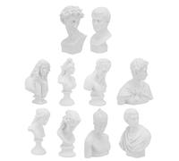 PRETYZOOM Mini Plaster Bust Figures Set of 10 Creative Portrait Statue Ornaments for Home Decor Still Life Art Teaching Aid Nordic Style