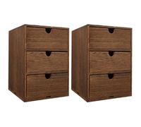 PRETYZOOM Multi-Layer Wooden Storage Drawer Box 3-Tier Desktop Organizer with Semi-Circle Pull Handles for Home Office Bedroom Table Storage 7X14X7 Inches