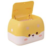 PRETYZOOM Multi-use Yellow Tissue Storage Box with Cartoon Design, Small Size Pp Desktop Napkin Holder for Tabletop and Home Use, Space-saving Decorative Wastebasket
