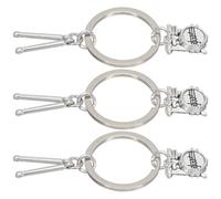 PRETYZOOM Musical Instrument Key Chains Set Featuring Adorable Drum and Guitar Designs 3pcs Made of Sturdy Zinc Alloy in Silver Colour for Music Bags Or Keys