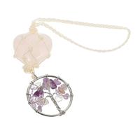 PRETYZOOM Natural Stone Purple Amethyst Key Hanging Decor Chic Keychain with Fine Workmanship Unique Tree of Life Design for Car Rearview Mirror Ornament