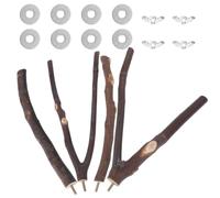 PRETYZOOM Natural Wooden Parrot Branch Set with Metal Stand, Chewing and Resting Plaything for Pet Birds, Includes of Standing Poles for Bird Cage Entertainment and Perching