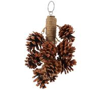 PRETYZOOM Natural Wooden Parrot Chew with Pine Cone Hanging Bird Cage for Pet Birds, Hard to Scratch and Made from Safe Material, for Parakeets and Parrots