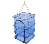 PRETYZOOM Net Basket with Built-in Steel Wire Ring and Buckle Foldable Hanging Fish and Shrimp Drying with Four-layer Nylon Multi-layer Mesh, Lightweight Mesh Net for Outdoor Use