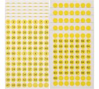 PRETYZOOM Number Label Stickers 1-100 Consecutive Coding Decals Yellow Background Black Numbers 10 Sheets Multi-use Identification Labels for Office Classroom Storage