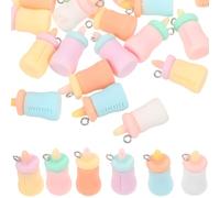 PRETYZOOM Nursing Bottle Charms Resin Jewelry Making Supplies for DIY Bracelets and Crafting 24Pcs Assorted Colour Milk Bottle Shaped Decorative Charms for Mum Jewellery Making