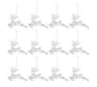 PRETYZOOM Pack of 12 Reindeer Ornaments Glitter Mini Deer Figures Christmas Tree Hanging Tags for Christmas Tree Decorations Bag Filler Transparent 4 Inches