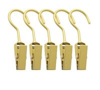 PRETYZOOM Pack of 5 Clothes Pegs with Hooks Scarves Hanger Clip for Hanging Boots Hooks for Hat Clips Laundry Hooks with Clips Cupboard Shoe Hanger Hook Clip Golden Aluminium Alloy