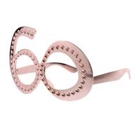 PRETYZOOM Party Glasses Birthday Sunglasses 60th Birthday Decorations Women Party Decorations 60th Anniversary Glasses Frame With Rhinestones Glitter Number Glasses Pink ABS