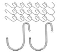 PRETYZOOM Pegboard Hooks 20 Pack Stainless Steel J Shaped Hangers for Tools | Silver Finish, Workspace, Craft-Room and Wall Use, Space-Saving DIY Organisation, Tools Display