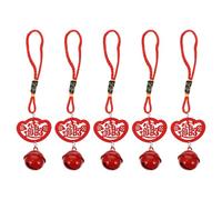 PRETYZOOM Pendants Synthetic Unique Material Chinese Polished Style Design 5pcs Red Mini Hanging Decor Wooden with Smooth for Decorating Your Home Or Bedroom