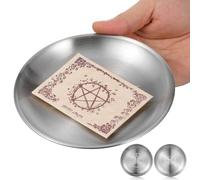 PRETYZOOM Pentagram Ritual Offering Bowls 2Pcs Metal Copper Dishes Triple Moon Symbol Flat Round Tray for Prayer Rituals and Jewelry Organization