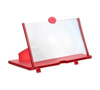 PRETYZOOM Phone Screen Magnifier, 12" HD Video Amplifier with Foldable Stand, Mobile Phone Screen Enlarger for Gaming Home Use, Portable Optical Display Enhancer, Red