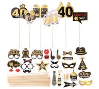 PRETYZOOM Photo Booth Props Random Color 26pcs Paper Material Birthday with Styles Fun Party Decoration and Photo Background for 40th Birthday Party for Photographic Photograph