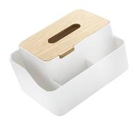 PRETYZOOM Plastic Napkin Container with 2 Compartments for Organizing Small Things, Easy to Replace Paper Towel, White Plastic Tissue Box Suitable for Hotel Rooms and Automotive Use