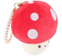 PRETYZOOM Plush Mushroom Doll Keychain Pendant, Cute Red Mushroom Hanging Ornament for Backpack, Decorative Keychain Charm Accessory for Couples and Bags