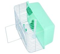 PRETYZOOM Portable Light Green Bird Carrier Cage with Spacious Interior Abs and Iron Construction Perch Food Box Water Dispenser for Outdoor Travel with Lovebirds and Parakeets Random Color