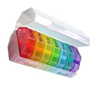 PRETYZOOM Portable Medicine Container Pp 28 Compartments 7-Day Pill Organizer Travel-Friendly Weekly Reminder for Seniors