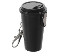 PRETYZOOM Portable Metal Ashtray Rainproof Compact Black Ash Holder with Lid and Keychain for Smokers, Suitable for Daily Commutes and Private Settings