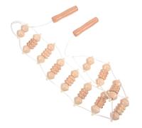 PRETYZOOM Portable Wooden Back and Neck Massager Stick with Beaded Rollers for Muscle Relaxation, Manual Body Stretching Device Suitable for Spine and Shoulder Care at Gym