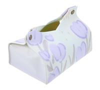 PRETYZOOM Pu Leather Rectangle Tissue Box Holder Bathroom Dispenser for Tissues Napkins and Essentials Stylish Oil Painting Design for Home Office and Living Room Decor