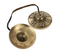 PRETYZOOM Pure Copper Meditation Cymbal Bell with Six-Character Chant Engraving, Handcrafted Religious Percussion Instrument for Yoga, Buddhist Ceremony, and Mindfulness Practice