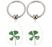 PRETYZOOM Quantity Of 2 Four Leaf Design Keychain Pieces Glass Material Items 2.76x1.18x0.59 Inches For Attachment To Different Bag Types And Personal Objects