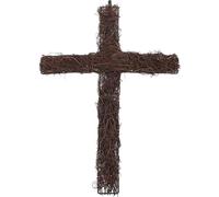PRETYZOOM Rattan Cross Woven Cross Decor Christian Wall Art Christian Decor Rustic Diy Wreath Diy Woven Rattan Decorative Cross Wreath Rattan Vine Garland Toys Hanging on The Door The Cross