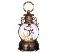 PRETYZOOM Rechargeable Christmas Musical Snow Globe Lantern with Glittering Light Up Globe Rustic Festive Holiday Decor Interactive Music Box for Indoor Seasonal Celebration and Gift Giving