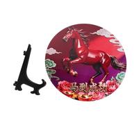 PRETYZOOM Red Feng Shui Horse Tabletop Art Mdf Plaque, Lightweight High-density Fiberboard Decorative Ornament for Entryway and Office, Cultural Artistic Home Decor for Celebrations