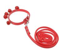 PRETYZOOM Red Pu Pet Dog Collar with Bell for Daily Use, Sturdy Pulling Rope Leash Strap Suitable for Walking Dogs and Cats