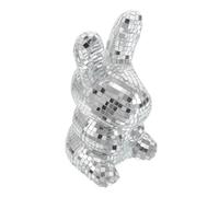 PRETYZOOM Reflective Disco Rabbit Statue Silver 19X12X10Cm Groovy Retro Bunny Table Centerpiece for Easter Party and Home Décor Accents