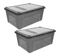PRETYZOOM Reptile Habitat 2Pcs Plastic Viewable Enclosure for Spider Larvae and Small Pet Breeding 10.2X7X4.3 Inch