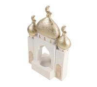 PRETYZOOM Resin Ramadan Ornament Set Featuring Unique Medieval Castle Tower Design, Golden Resin Mosque Sculpture for Festival Party Decoration and Office Spaces, Ramadan Table Decor