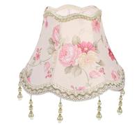 PRETYZOOM Retro Beaded Lamp Shade Cloth Lampshade for Table Lamps E27 Classic Fringe Bead Decor Protective Shape-Holding Lampshade for Bedroom and Living Room