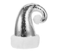 PRETYZOOM Retro Disco Santa Hat Ornament Shiny Metallic Christmas Tree Hanging Decoration with Reflective Mirror Finish Lightweight Stocking Stuffer for Holiday Party Decor