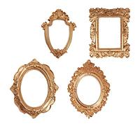 PRETYZOOM Retro Photo Frames Set 4Pcs 4.84x3.94x0.31In Gold Antique Circle Resin Frames - Vintage Photography Props for Composition Enhancement - for Home Decor, Tabletop Display, Shelf Styling