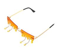 PRETYZOOM Retro Rimless Sunglasses with Orange Gradient Drip Shaped Lenses, Lightweight PC and Metal Frame, Easy Outfit Pairing, for Novelty Sunglasses Moments and Photo Shoots