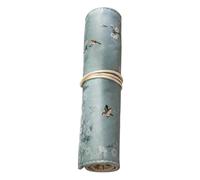 PRETYZOOM Retro Style Blue Pencil Roll Bag for Girls with Beautiful Flowers and Cranes Printing, Lightweight Polyester Pen Holder for Storing Pencils at Home