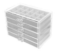 PRETYZOOM Rock Collection Display Case 90-Grid Compartment Organizer Acrylic Storage Box with 5 Layers Grey Adjustable Dividers for Rock and Seashell Collections