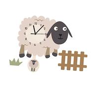 PRETYZOOM Rocking Sheep Wall Clock Nordic Decor Kid Clock Lamb Wall Clock Wood Wall Clock Animal Wall Clock Digital Clock Kid Room Decor Silent Clock Cartoon Childlike Baby Pvc