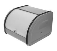 PRETYZOOM Roll Top Bread Bin, Vintage Metal Bread Box Countertop Bread Storage Container Farmhouse Kitchen Bread Keeper for Pastries Loaves Dry Food Grey