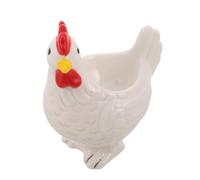 PRETYZOOM Rustic Ceramic Egg Cup in White, Chicken Shaped 3D Soft Boiled Egg Holder with Dishwasher Safe Feature, for Festive Gatherings and Kitchen Decoration