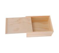 PRETYZOOM Rustic Wood Desktop Storage Box with Slide Lid, Small Rectangular Solid Wood Jewelry Storage Box for Christmas or DIY Craft, Multipurpose Versatile Home Decor Organizer