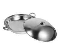 PRETYZOOM Seafood Pot with Lid Stainless Steel Double Handle 12.6X9.84X4.72 Inch Alcohol Stove Compatible for Outdoor Stew Cooking