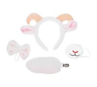 PRETYZOOM Sheep Ear Headband and Tail Set with Plush Lamb Nose Face Piece - White Goat Ears Cosplay Kit for Party Dress and Stage Performance Accessories