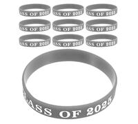 PRETYZOOM Silicone Graduation Bracelets in Silver 10 Pcs with Class of 2025 Theme, Soft Universal Fit Wristbands and Memorable Keepsake for Graduation Season for Party Decorations
