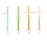 PRETYZOOM Silicone Toothbrushes Extra Soft Portable Toothbrushes with Suction Base 4pcs that Will Not Hurt Gums or Teeth for Infants 6 to 12 Months for Oral Care